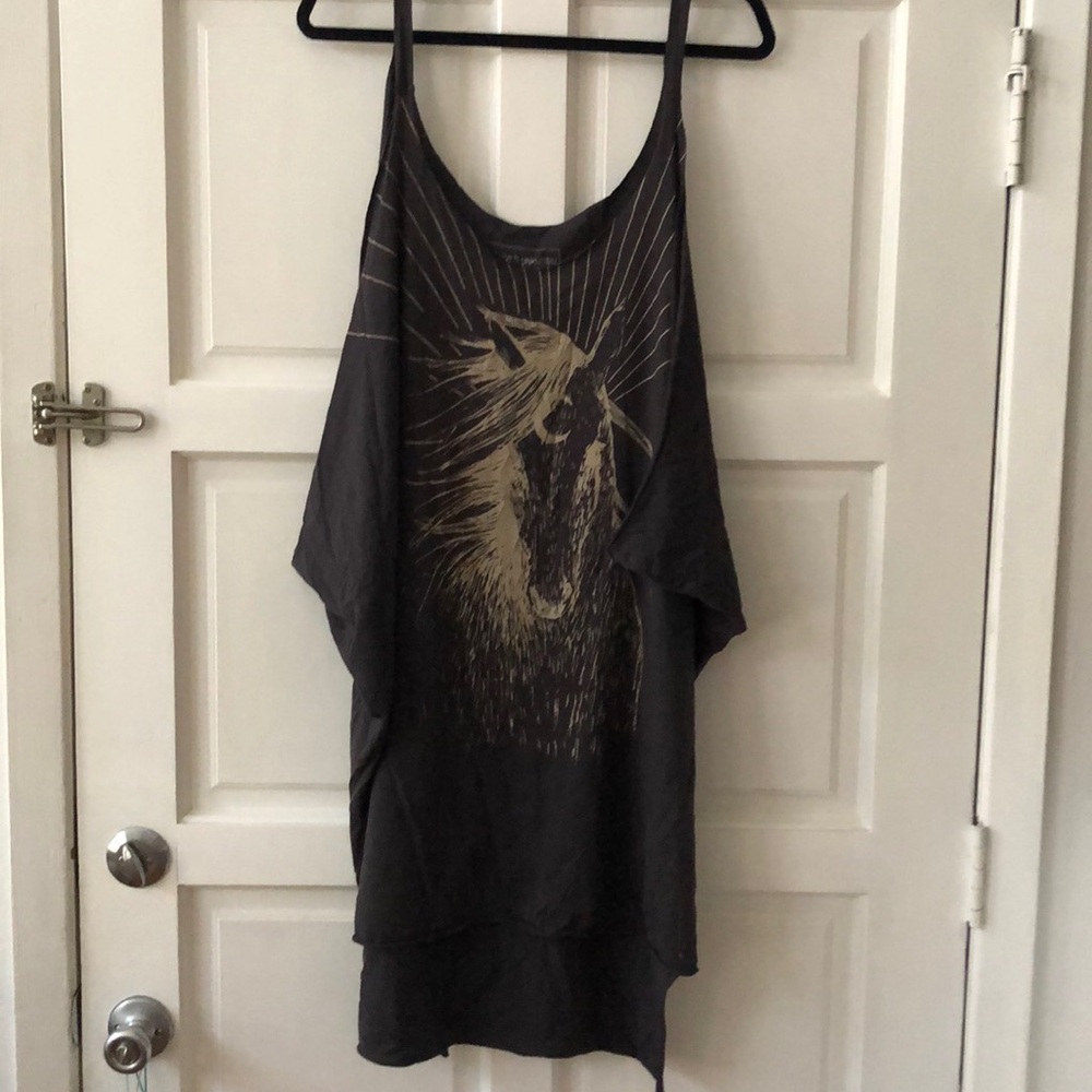 Boho hi-lo tunic with horse screen